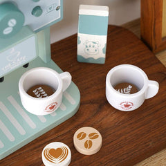 Wooden Coffee Machine Toy Set for Kids Pretend Play