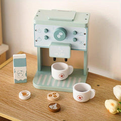 Wooden Coffee Machine Toy Set for Kids Pretend Play
