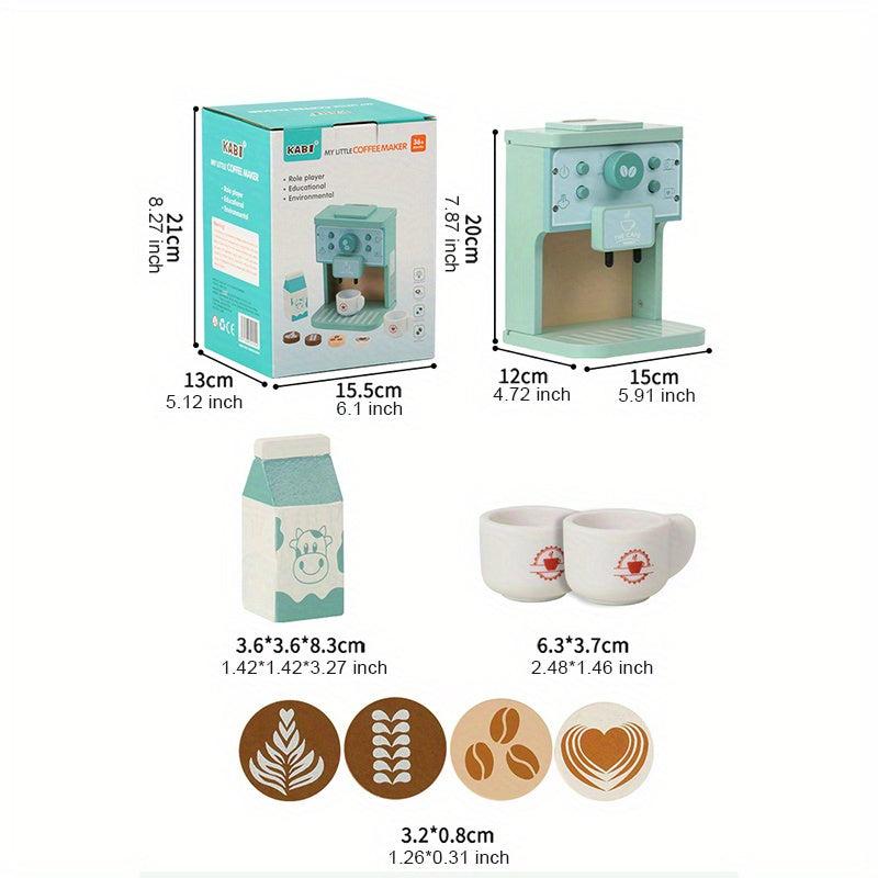 Wooden Coffee Machine Toy Set for Kids Pretend Play