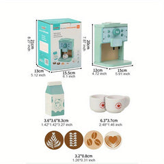 Wooden Coffee Machine Toy Set for Kids Pretend Play