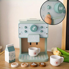 Wooden Coffee Machine Toy Set for Kids Pretend Play