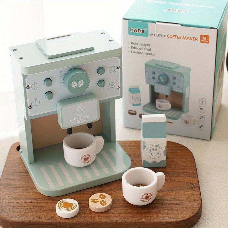 Wooden Coffee Machine Toy Set for Kids Pretend Play