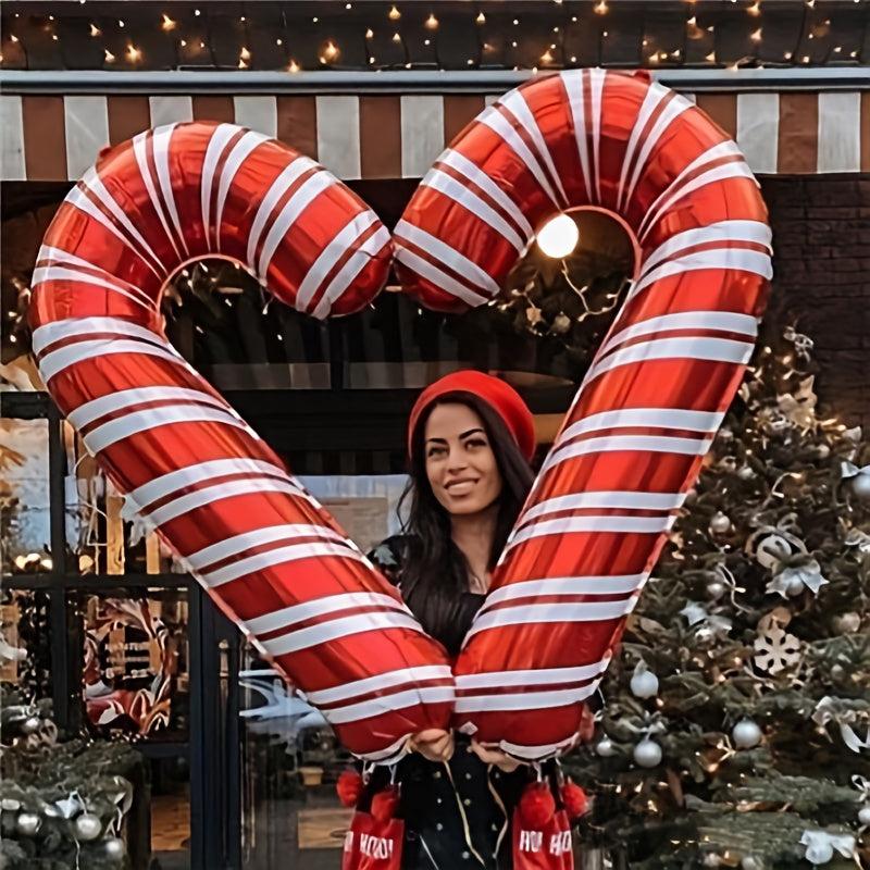 2pcs 83 82 Cm Extra Large Cane Aluminum Balloons Christmas Decoration