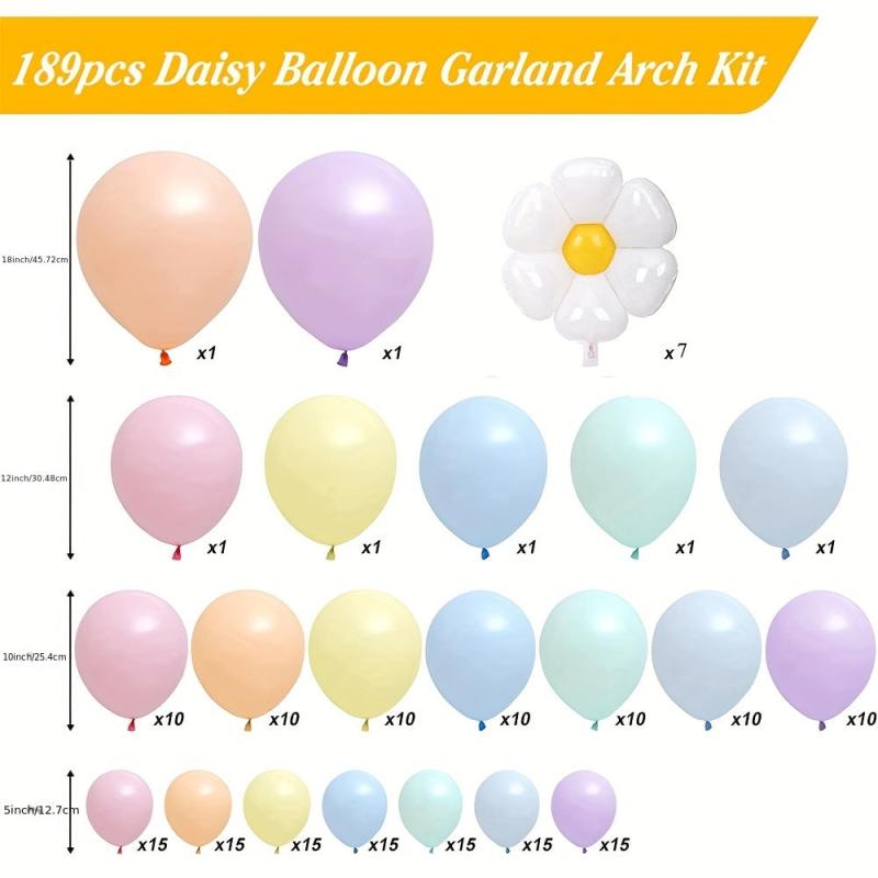 189pcs Daisy Pastel Balloons Garland Kit Baby Shower Wedding Birthday