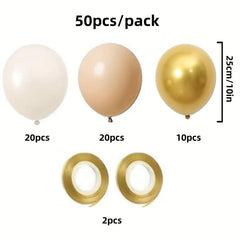 50pcs Retro Apricot Golden Balloon Set for Birthday Wedding Year Scene