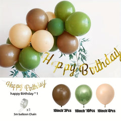 Retro Olive Green Balloon Set for Birthday Party