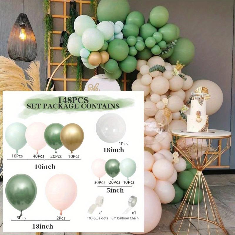 Retro Olive Green Balloon Set for Birthday Party