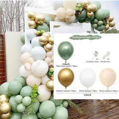 Retro Olive Green Balloon Set for Birthday Party