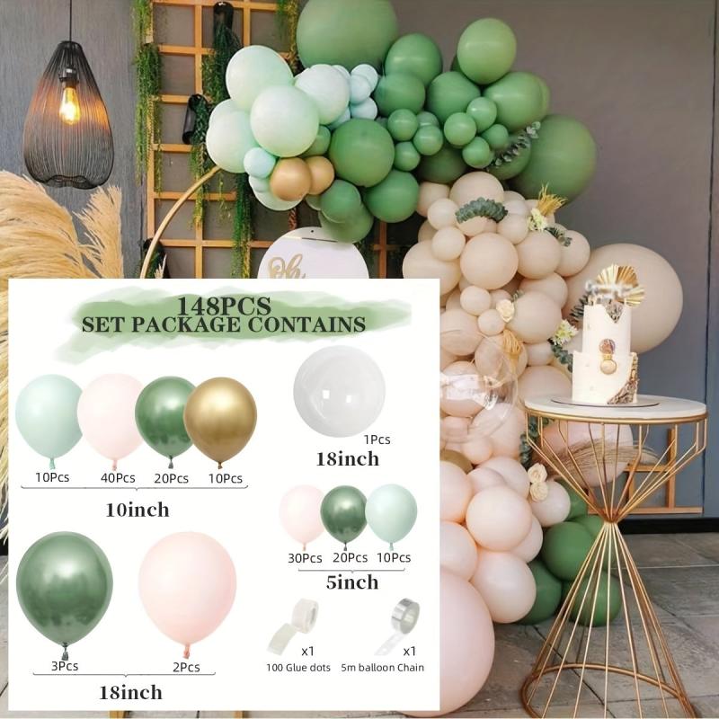 Retro Olive Green Balloon Set for Birthday Party