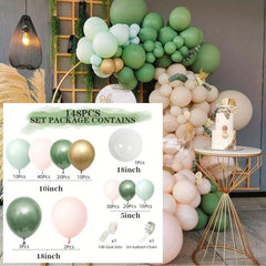 Retro Olive Green Balloon Set for Birthday Party