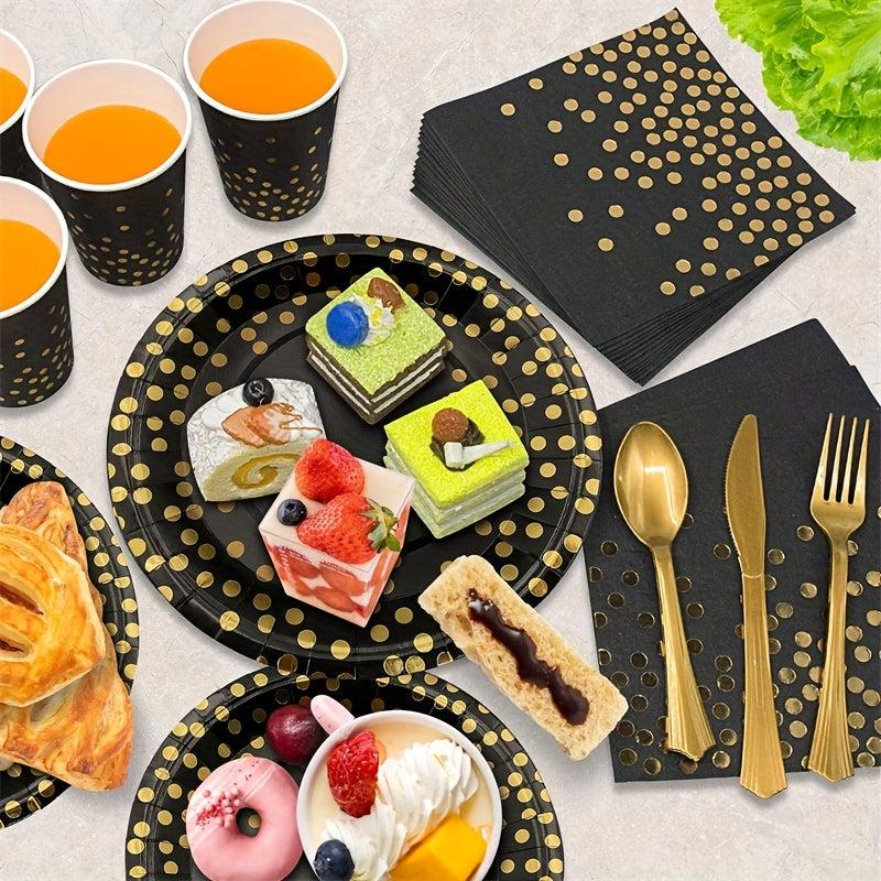 Golden Dot Paper Plate Set - Party Supplies for Celebrations