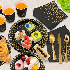 Golden Dot Paper Plate Set - Party Supplies for Celebrations