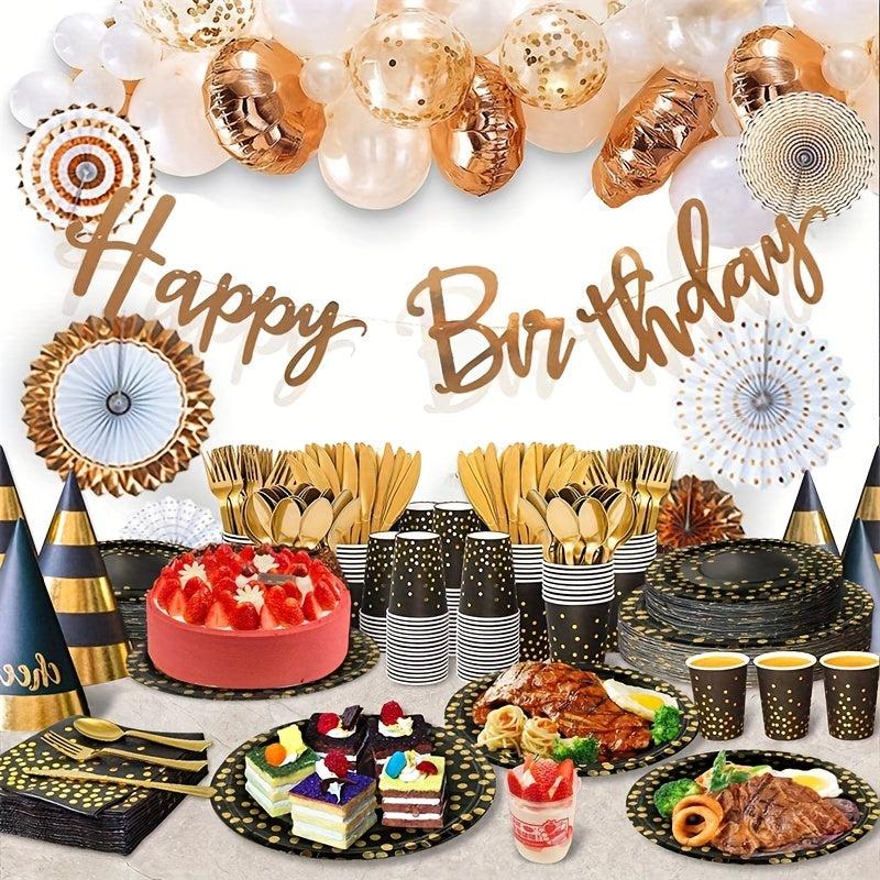 Golden Dot Paper Plate Set - Party Supplies for Celebrations