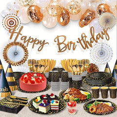 Golden Dot Paper Plate Set - Party Supplies for Celebrations