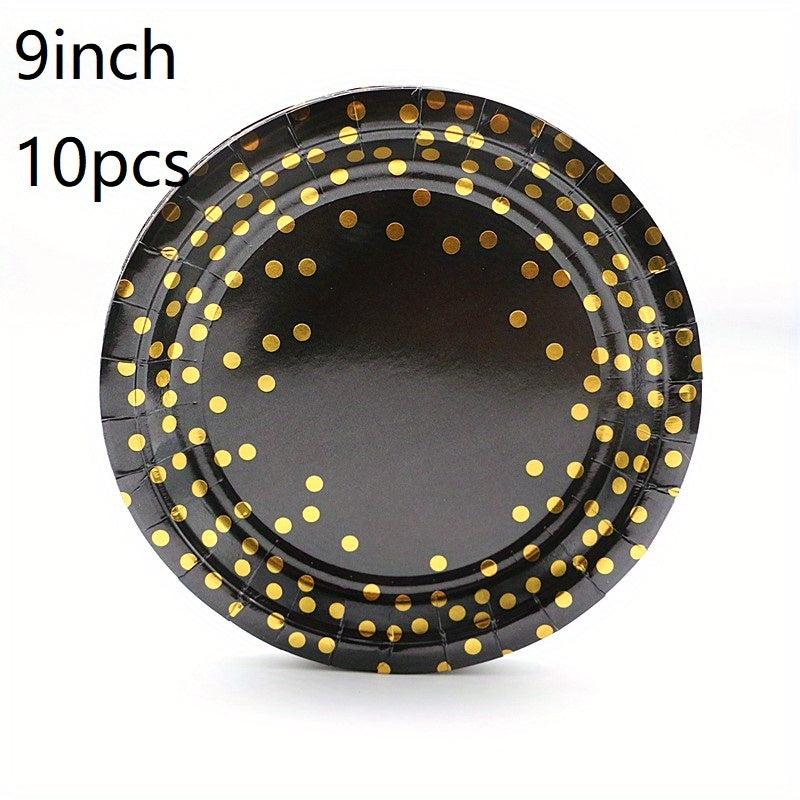 Golden Dot Paper Plate Set - Party Supplies for Celebrations