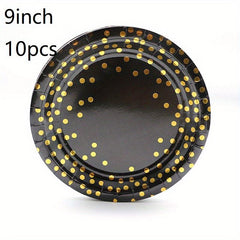 Golden Dot Paper Plate Set - Party Supplies for Celebrations