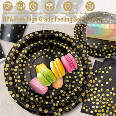 Golden Dot Paper Plate Set - Party Supplies for Celebrations