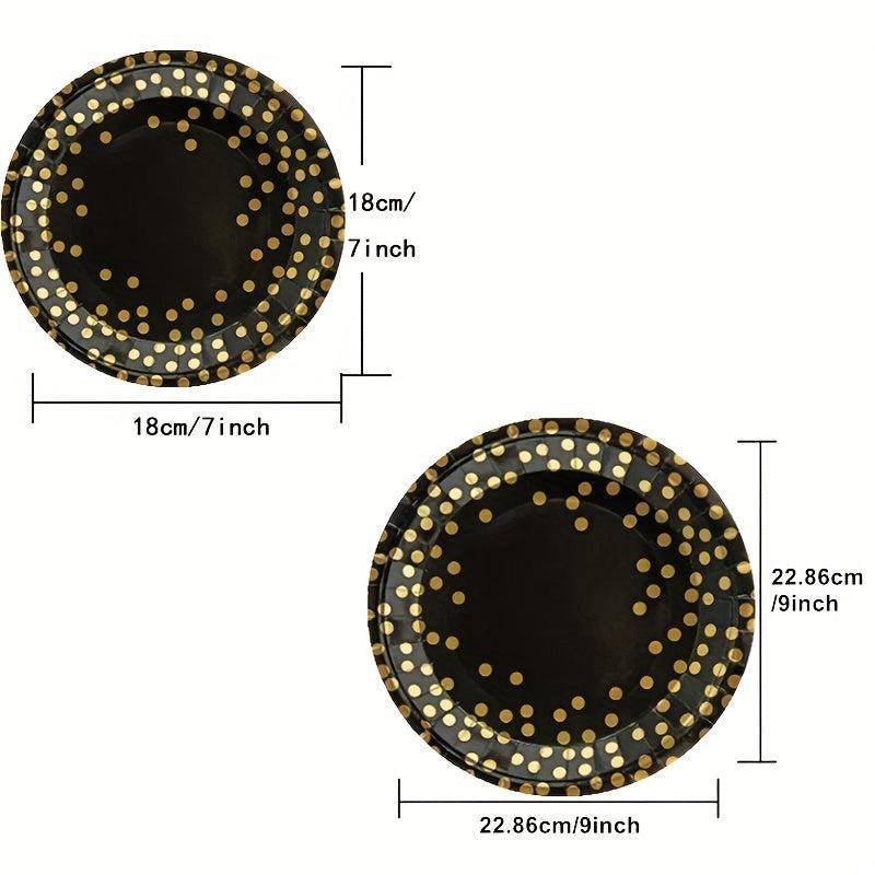Golden Dot Paper Plate Set - Party Supplies for Celebrations