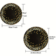 Golden Dot Paper Plate Set - Party Supplies for Celebrations