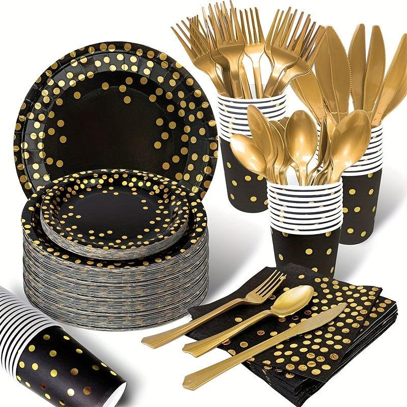 Golden Dot Paper Plate Set - Party Supplies for Celebrations