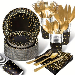 Golden Dot Paper Plate Set - Party Supplies for Celebrations