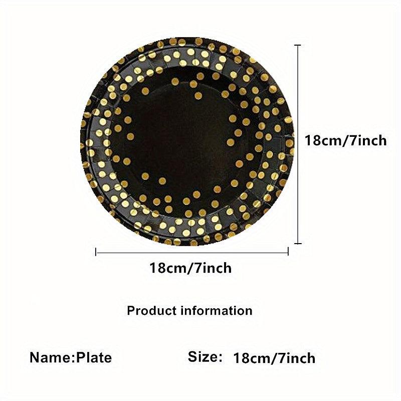 Golden Dot Paper Plate Set - Party Supplies for Celebrations