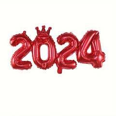 1pc Crown Number Balloon Year's Party Decoration Aluminum Film Balloon