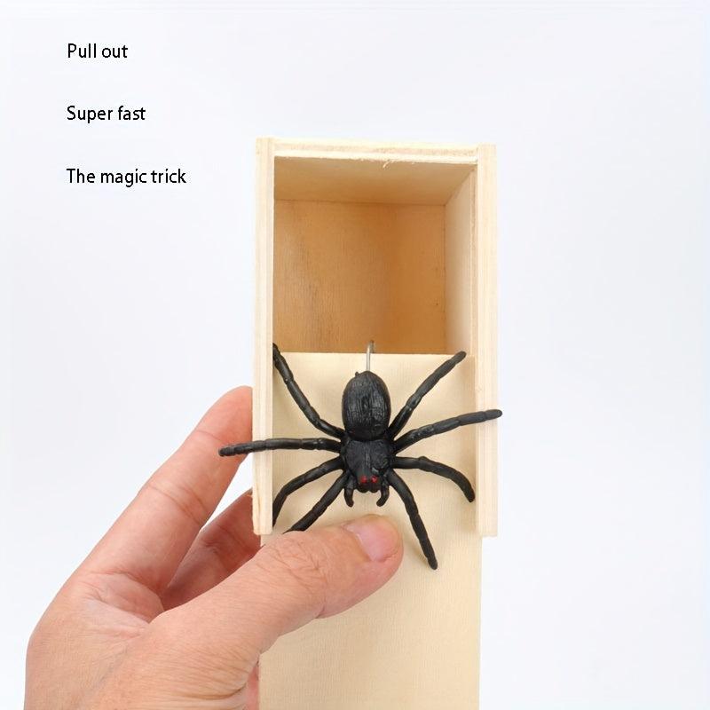 Scary Wooden Box Spider Prank Halloween Toy