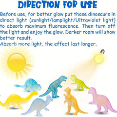 12pcs Glow in Dark Mini Dinosaur Figures Party Favors Cupcake Toppers
