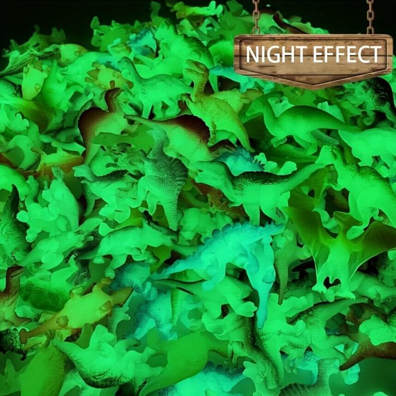 12pcs Glow in Dark Mini Dinosaur Figures Party Favors Cupcake Toppers