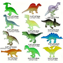 12pcs Glow in Dark Mini Dinosaur Figures Party Favors Cupcake Toppers
