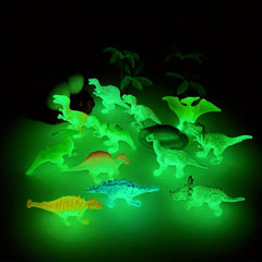 12pcs Glow in Dark Mini Dinosaur Figures Party Favors Cupcake Toppers