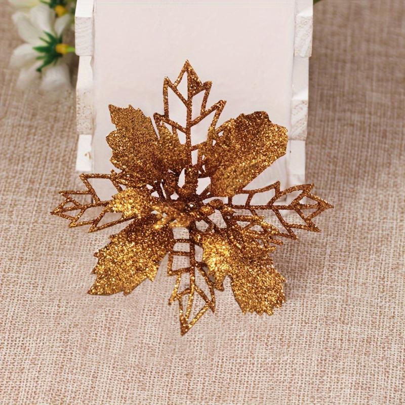10pcs 9 Glitter Christmas Tree Flowers Ornaments Wedding Decor