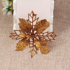 10pcs 9 Glitter Christmas Tree Flowers Ornaments Wedding Decor