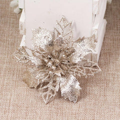 10pcs 9 Glitter Christmas Tree Flowers Ornaments Wedding Decor