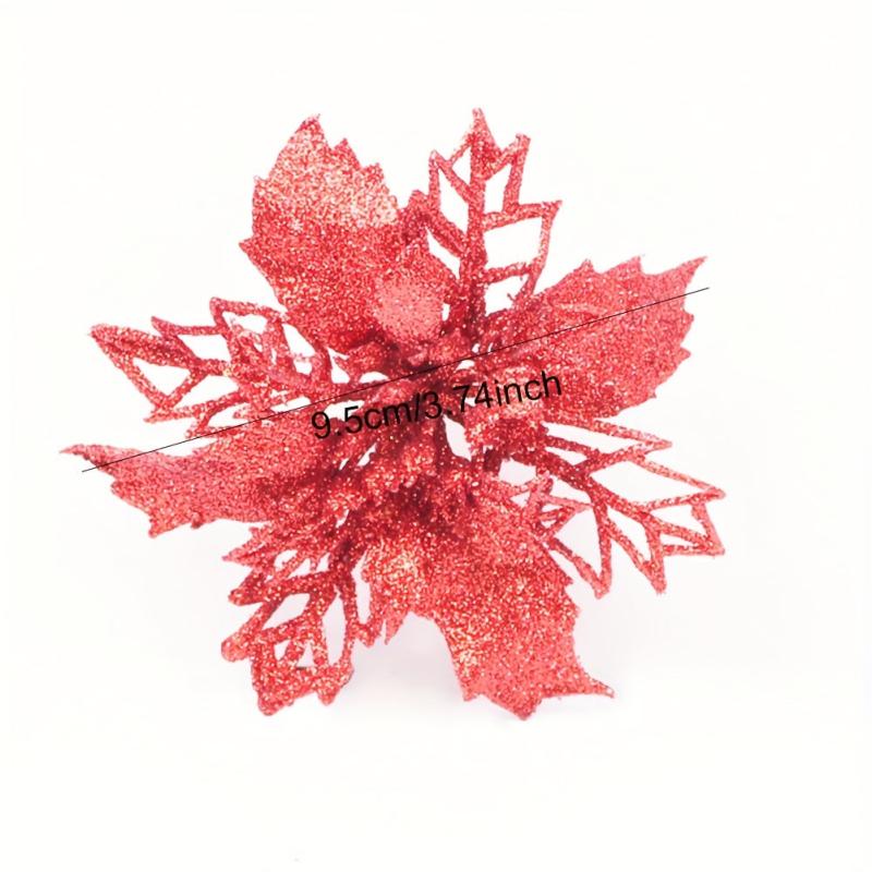 10pcs 9 Glitter Christmas Tree Flowers Ornaments Wedding Decor