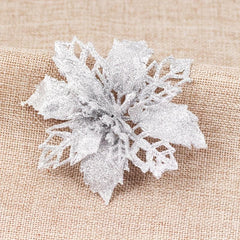 10pcs 9 Glitter Christmas Tree Flowers Ornaments Wedding Decor