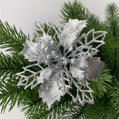 10pcs 9 Glitter Christmas Tree Flowers Ornaments Wedding Decor