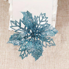 10pcs 9 Glitter Christmas Tree Flowers Ornaments Wedding Decor