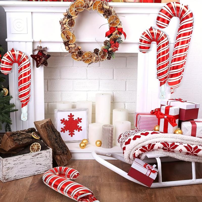 10pcs Christmas Cane Party Balloons Decoration