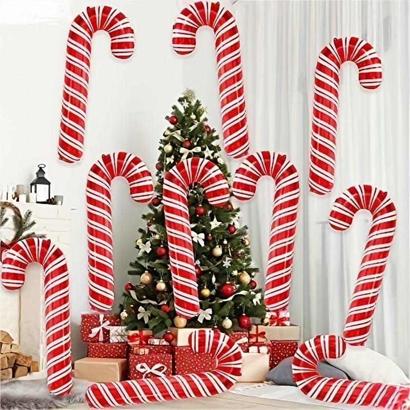 10pcs Christmas Cane Party Balloons Decoration