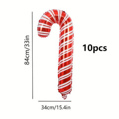 10pcs Christmas Cane Party Balloons Decoration