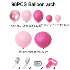 98pcs Rose Red Balloon Arch Bridge Wedding Birthday Party Decorations
