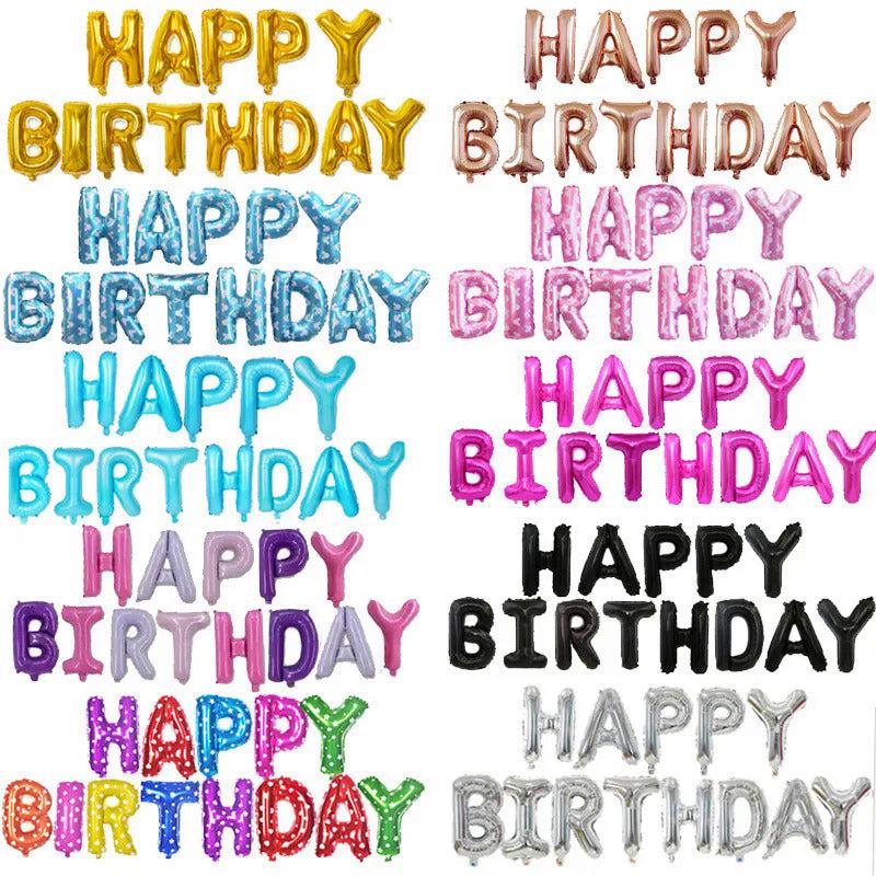 13pcs Happy Birthday Foil Letter Balloon Party Decorations Adult Alphabet