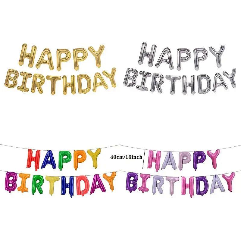 13pcs Happy Birthday Foil Letter Balloon Party Decorations Adult Alphabet