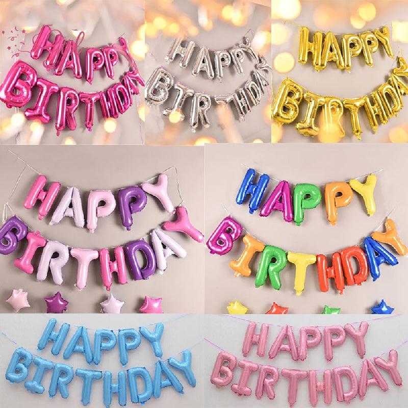 13pcs Happy Birthday Foil Letter Balloon Party Decorations Adult Alphabet