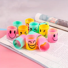 12pcs Mini Face Rainbow Circle Children's Toys Cartoon Expression Spring Stacked
