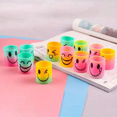 12pcs Mini Face Rainbow Circle Children's Toys Cartoon Expression Spring Stacked