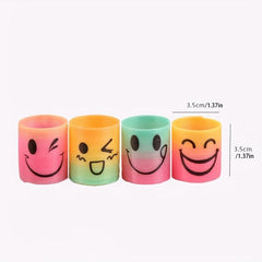 12pcs Mini Face Rainbow Circle Children's Toys Cartoon Expression Spring Stacked