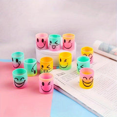 12pcs Mini Face Rainbow Circle Children's Toys Cartoon Expression Spring Stacked